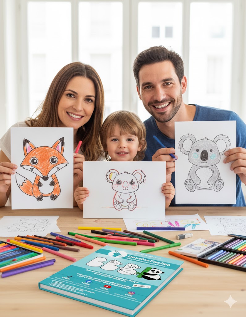 Mockup du livre Dessin Facile posé sur une table